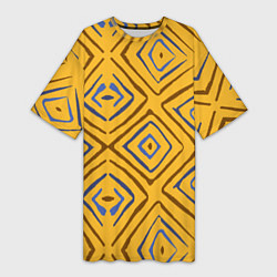 Футболка женская длинная Золотистый паттерн, цвет: 3D-принт