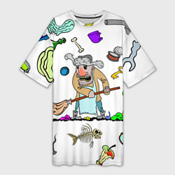 Футболка женская длинная Дворничек, цвет: 3D-принт