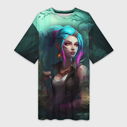 Футболка женская длинная Jinx fantasy art Arcane League of Legends, цвет: 3D-принт