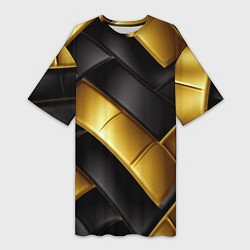 Футболка женская длинная Gold black luxury, цвет: 3D-принт