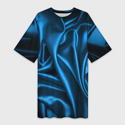 Футболка женская длинная Синий шёлк, цвет: 3D-принт