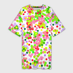 Женская длинная футболка Разноцветное конфетти на белом
