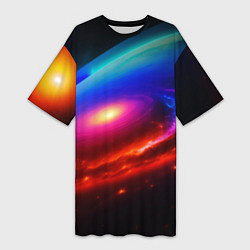 Женская длинная футболка Неоновая галактика
