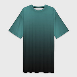 Женская длинная футболка Градиент зелено-черный