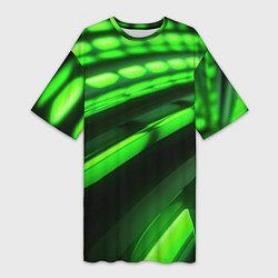 Женская длинная футболка Green neon abstract