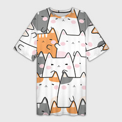 Женская длинная футболка Семья котиков
