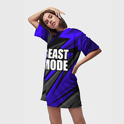 Футболка женская длинная Beast mode - синяя униформа, цвет: 3D-принт — фото 2