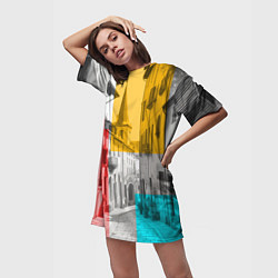 Футболка женская длинная Старый город, цвет: 3D-принт — фото 2