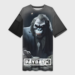 Футболка женская длинная Payday 3 big gorilla, цвет: 3D-принт
