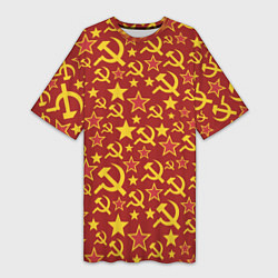 Женская длинная футболка СССР Серп и Молот