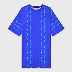 Женская длинная футболка Кривые линии ярко-синий