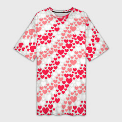 Женская длинная футболка Волны Любви - сердечки