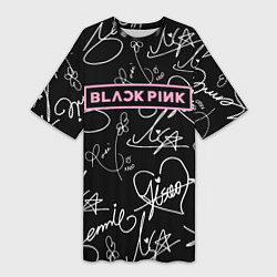 Женская длинная футболка Blackpink - автографы