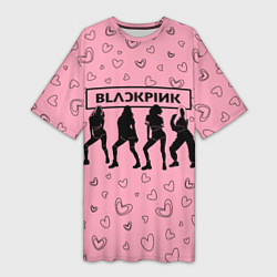 Женская длинная футболка Blackpink силуэт