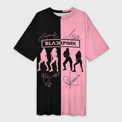 Женская длинная футболка Blackpink силуэт девушек