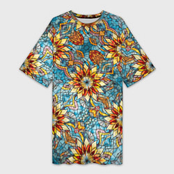 Женская длинная футболка Витражная мозаика в стиле Арт Деко