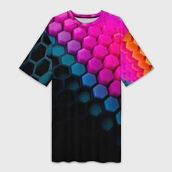 Женская длинная футболка Цветной шестиугольник