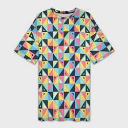 Футболка женская длинная Треугольная мозаика, цвет: 3D-принт