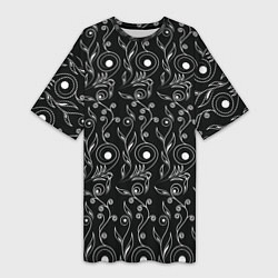Женская длинная футболка Black style pattern