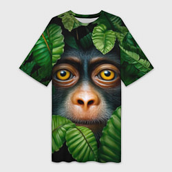 Женская длинная футболка Черная обезьянка