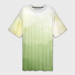 Женская длинная футболка Абстрактный лаймовый акварельный фон