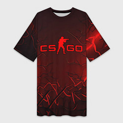 Женская длинная футболка CSGO logo dark red