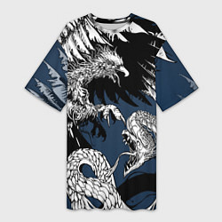 Женская длинная футболка Орёл против змеи