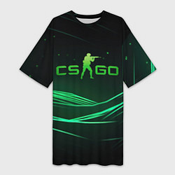 Женская длинная футболка CS GO green logo