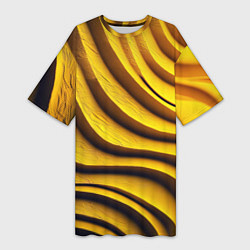 Женская длинная футболка Желтые абстрактные полосы