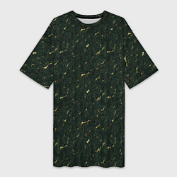 Женская длинная футболка Текстура зелёный мрамор