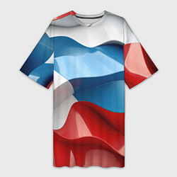 Женская длинная футболка Абстракция в цветах флага РФ