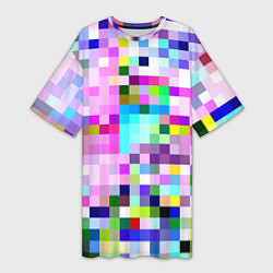 Женская длинная футболка Пиксельная яркая абстракция