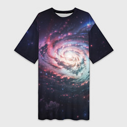 Женская длинная футболка Спиральная галактика в космосе