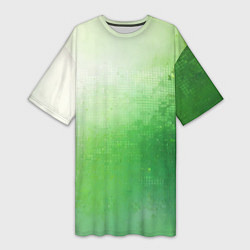 Женская длинная футболка Зелёные пиксели