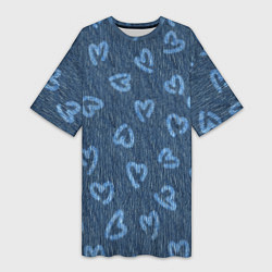 Женская длинная футболка Hearts on denim