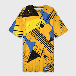 Футболка женская длинная Абстракция паттерн, цвет: 3D-принт