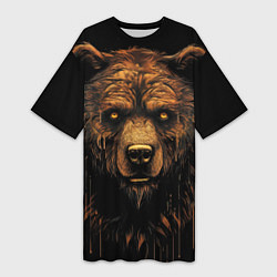Женская длинная футболка Медведь иллюстрация
