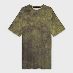 Женская длинная футболка Текстура - Dirty green