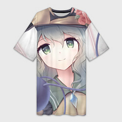 Женская длинная футболка Touhou Project Улыбающаяся Койши Комейдзи