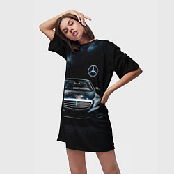 Футболка женская длинная Mercedes Benz, цвет: 3D-принт — фото 2