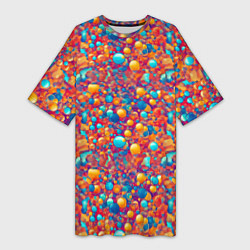 Женская длинная футболка Разноцветные пузырики узор