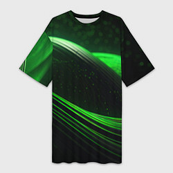 Женская длинная футболка Зеленые абстрактные волны