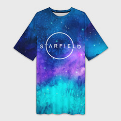 Футболка женская длинная Starfield space logo, цвет: 3D-принт