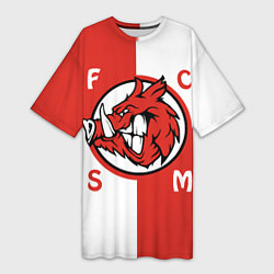 Футболка женская длинная FCSM мясо, цвет: 3D-принт