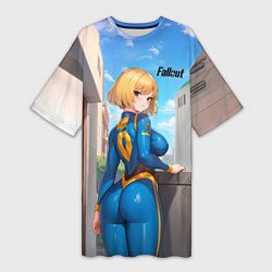 Футболка женская длинная Fallout game girl, цвет: 3D-принт