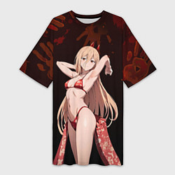 Футболка женская длинная Пауэр в бикини, цвет: 3D-принт