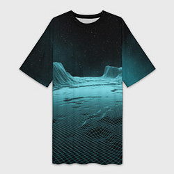 Футболка женская длинная Space landscape - vaporwave, цвет: 3D-принт