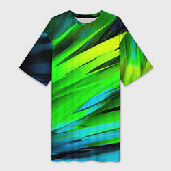 Футболка женская длинная Green abstract, цвет: 3D-принт