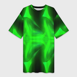 Женская длинная футболка Black green abstract