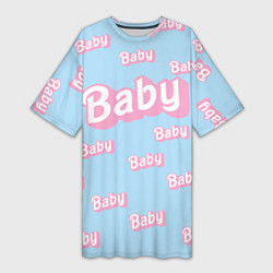 Футболка женская длинная Baby - Barbie style: blue pattern, цвет: 3D-принт